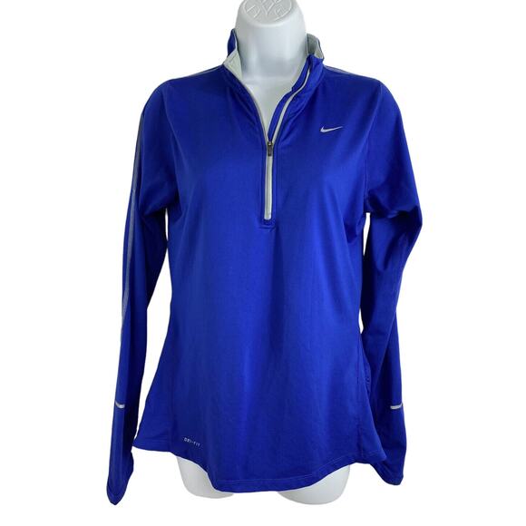 Nike Element Blue Running Shirt Sz S Dri-Fit 1/4 Zip Pullover Long Sleeve - Picture 1 of 5